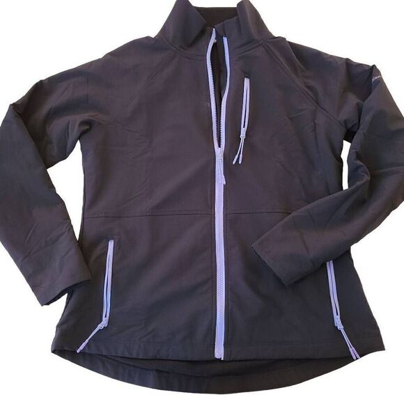 Eddie Bauer Womens Fleece Lined Zip Up Soft Shell Jacket Navy Blue Black Medium - Picture 4 of 12